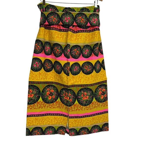 Vtg 60s Barkcloth Skirt Womens Multi Floral Slit Mr B Of California 37" Waist - Picture 2 of 10